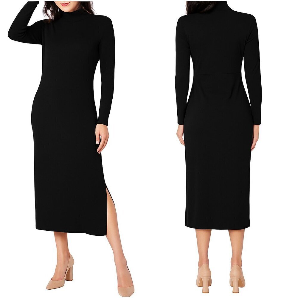 Women With Control Finespun Jersey Tummy Control Black Midi Dress 2XP NWT